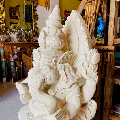 Scultura Ganesh Statua Pietra Viva Divinità Indu