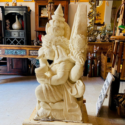 Scultura Ganesh Statua Pietra Viva Divinità Indu