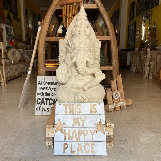 Sculpture de Ganesh Statue en pierre vivante Divinité hindoue