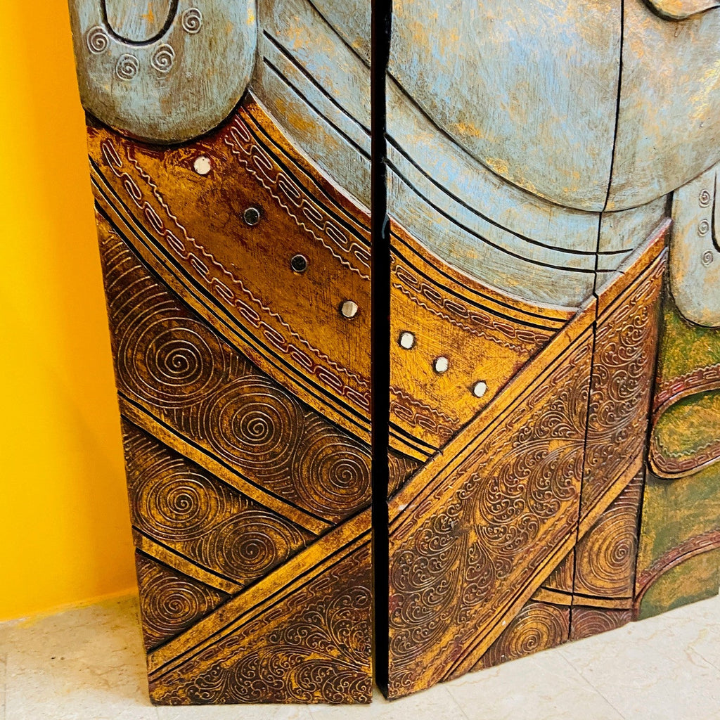 Buddha Separè Etnico Pieghevole Pannello Legno - ETNICBAY