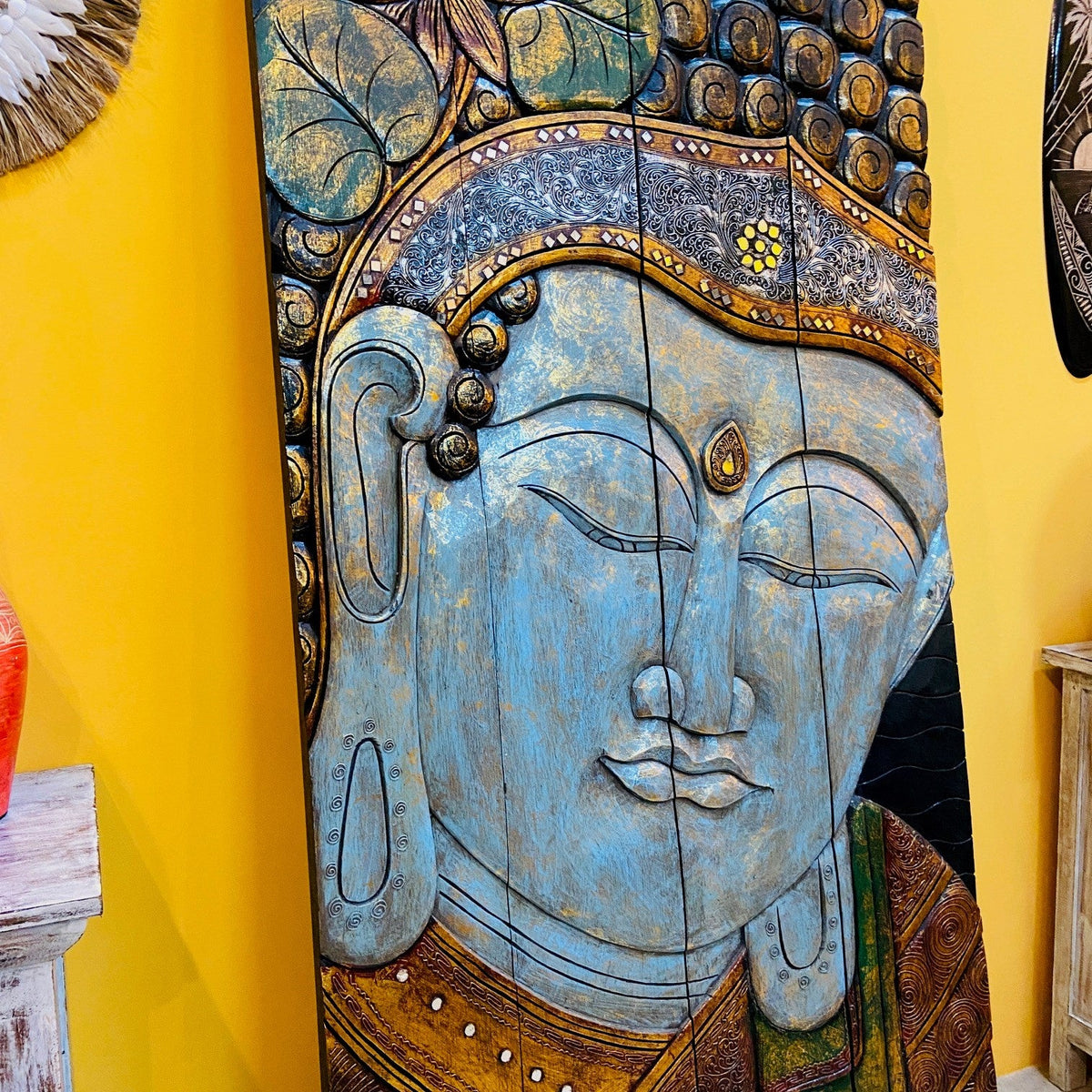 Buddha Separè Etnico Pieghevole Pannello Legno - ETNICBAY