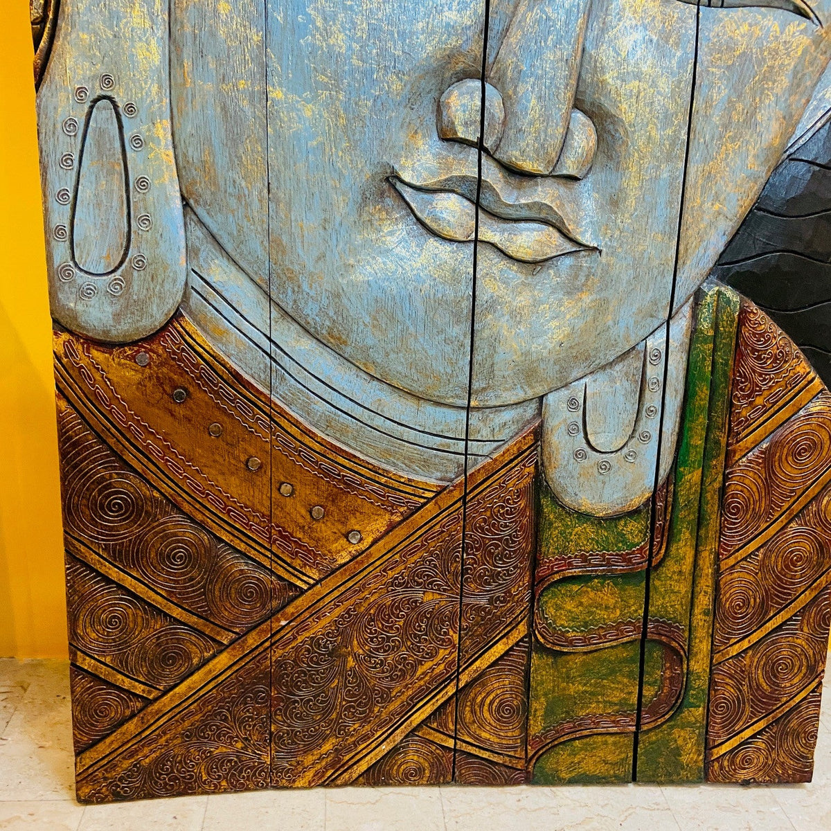 Buddha Separè Etnico Pieghevole Pannello Legno - ETNICBAY