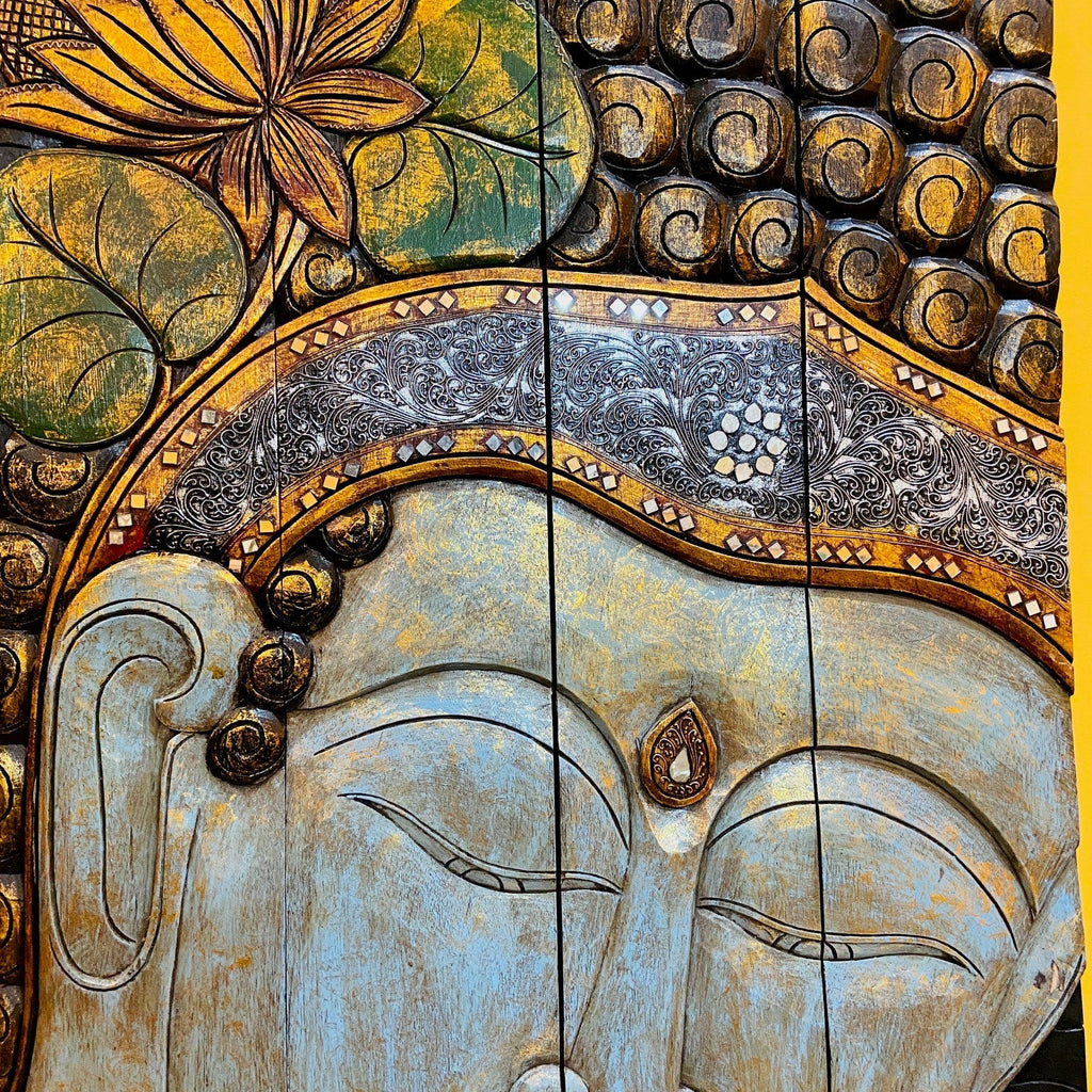 Buddha Separè Etnico Pieghevole Pannello Legno - ETNICBAY