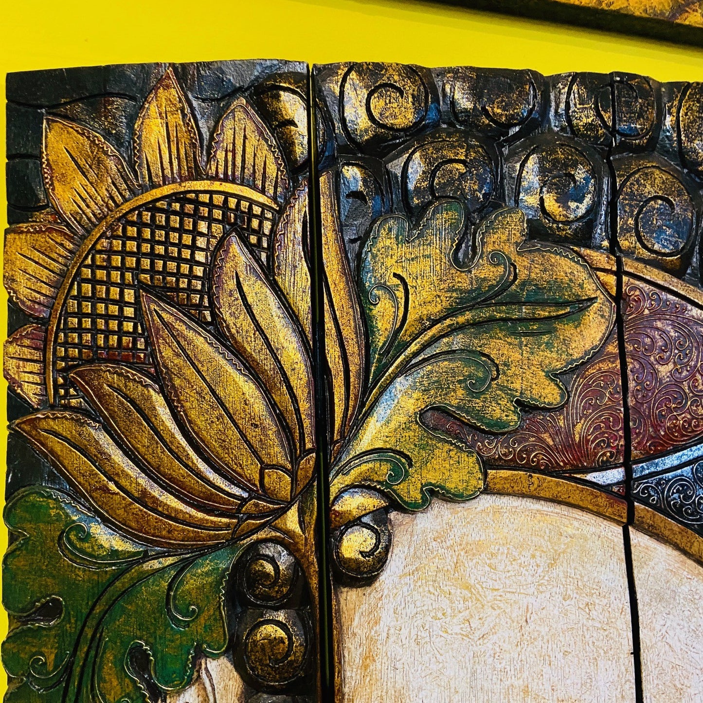Quadro Buddha legno pannello separé etnico yoga