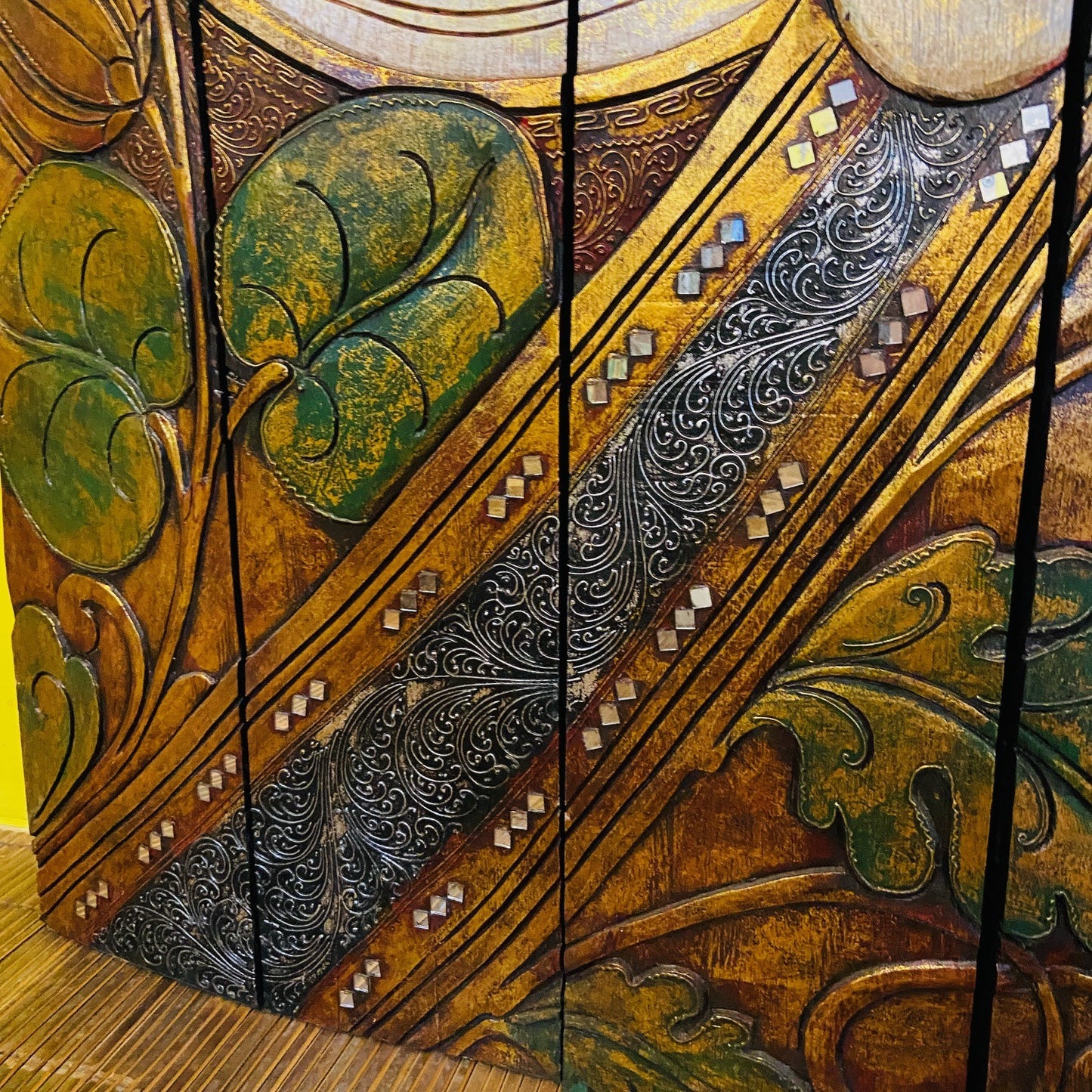 Quadro Buddha legno pannello separé etnico yoga