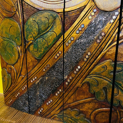 Quadro Buddha legno pannello separé etnico yoga