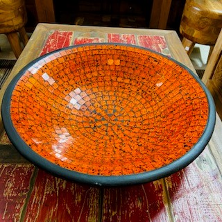 Centre de table en mosaïque de terre cuite, poches vides