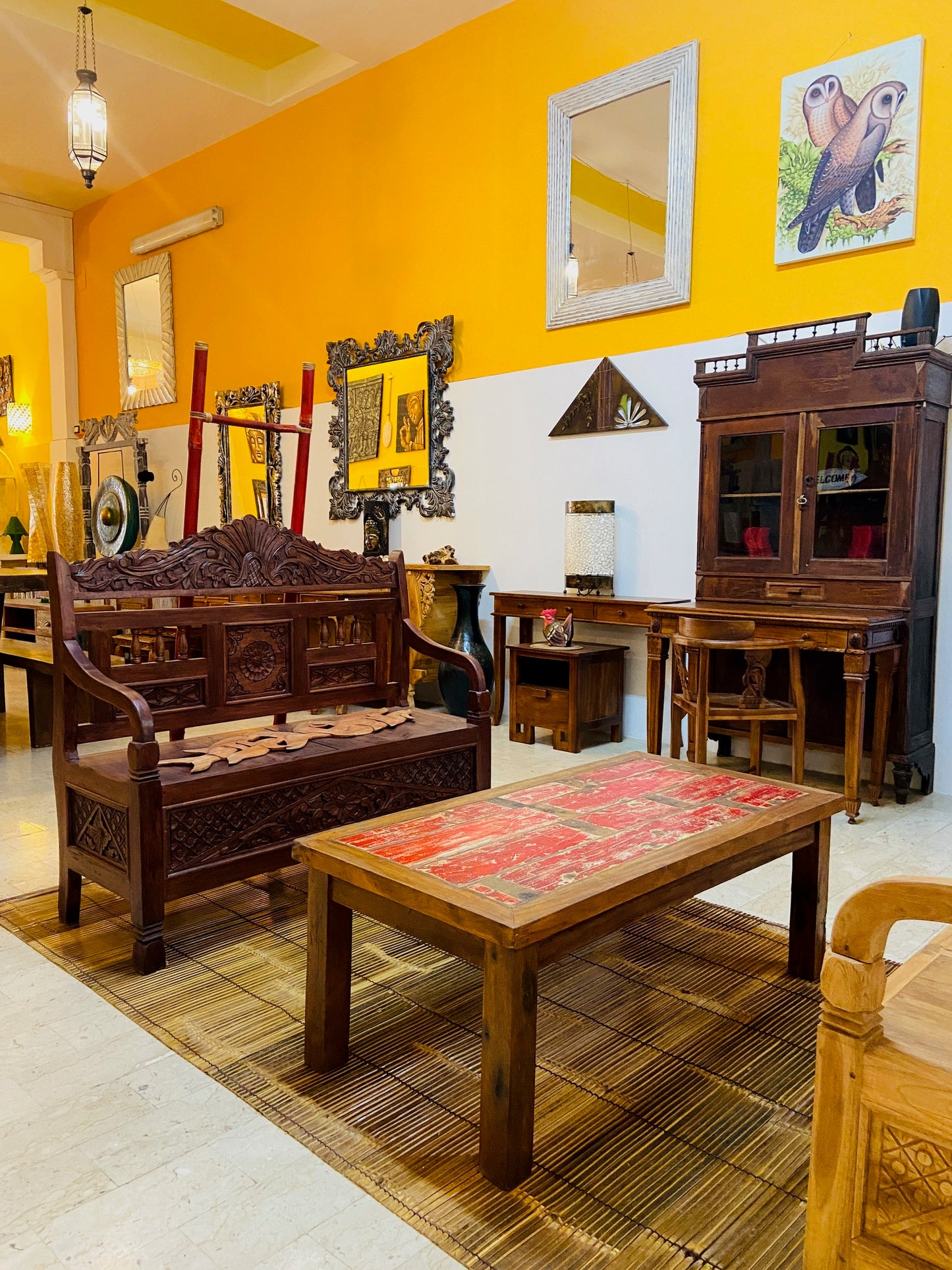 Tapis en bambou, décoration ethnique, séparateur de pièce ou rideau