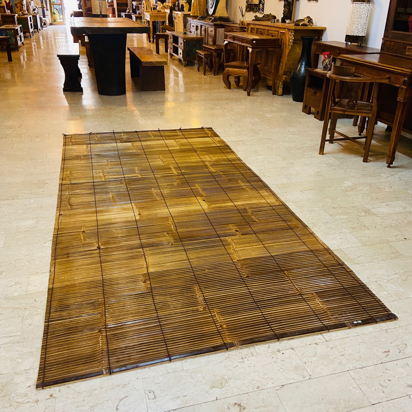 Tapis en bambou, décoration ethnique, séparateur de pièce ou rideau