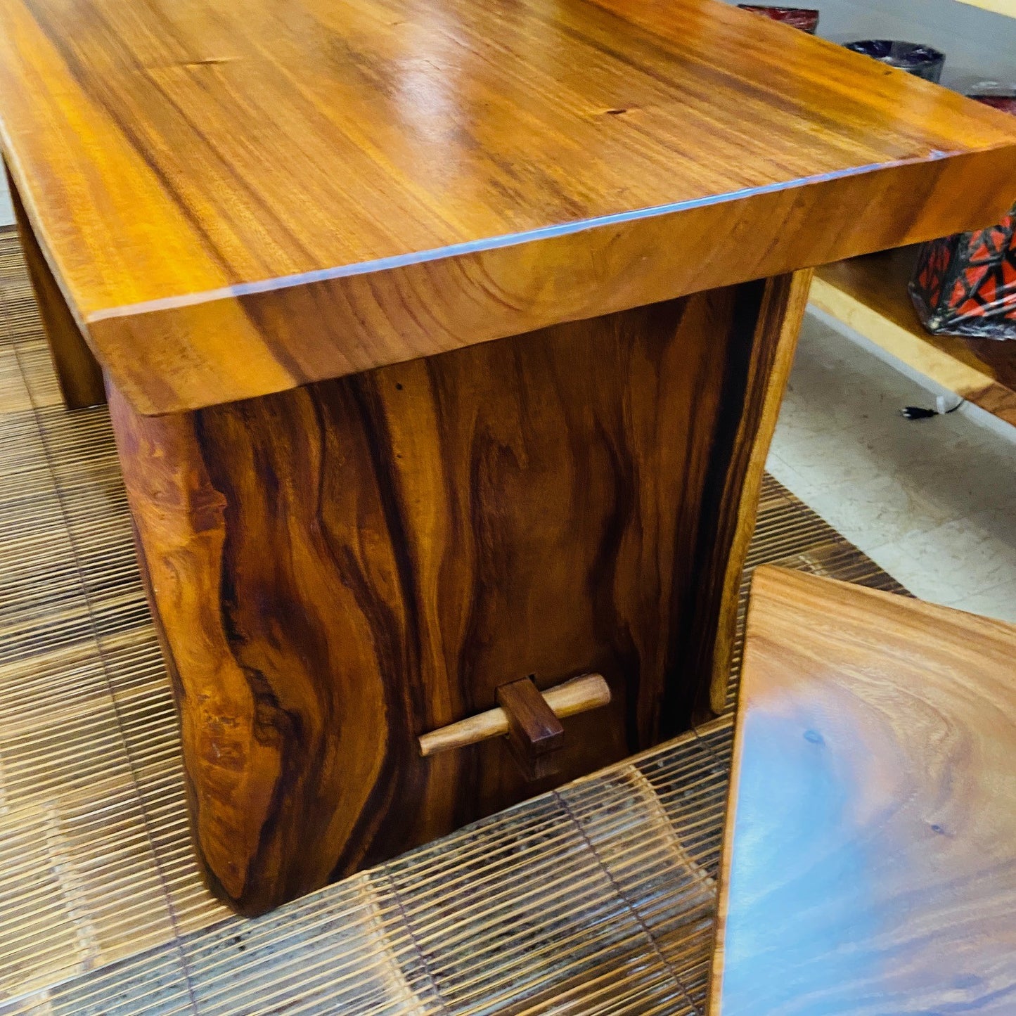 Ethnic table whole slice suar rustic desk