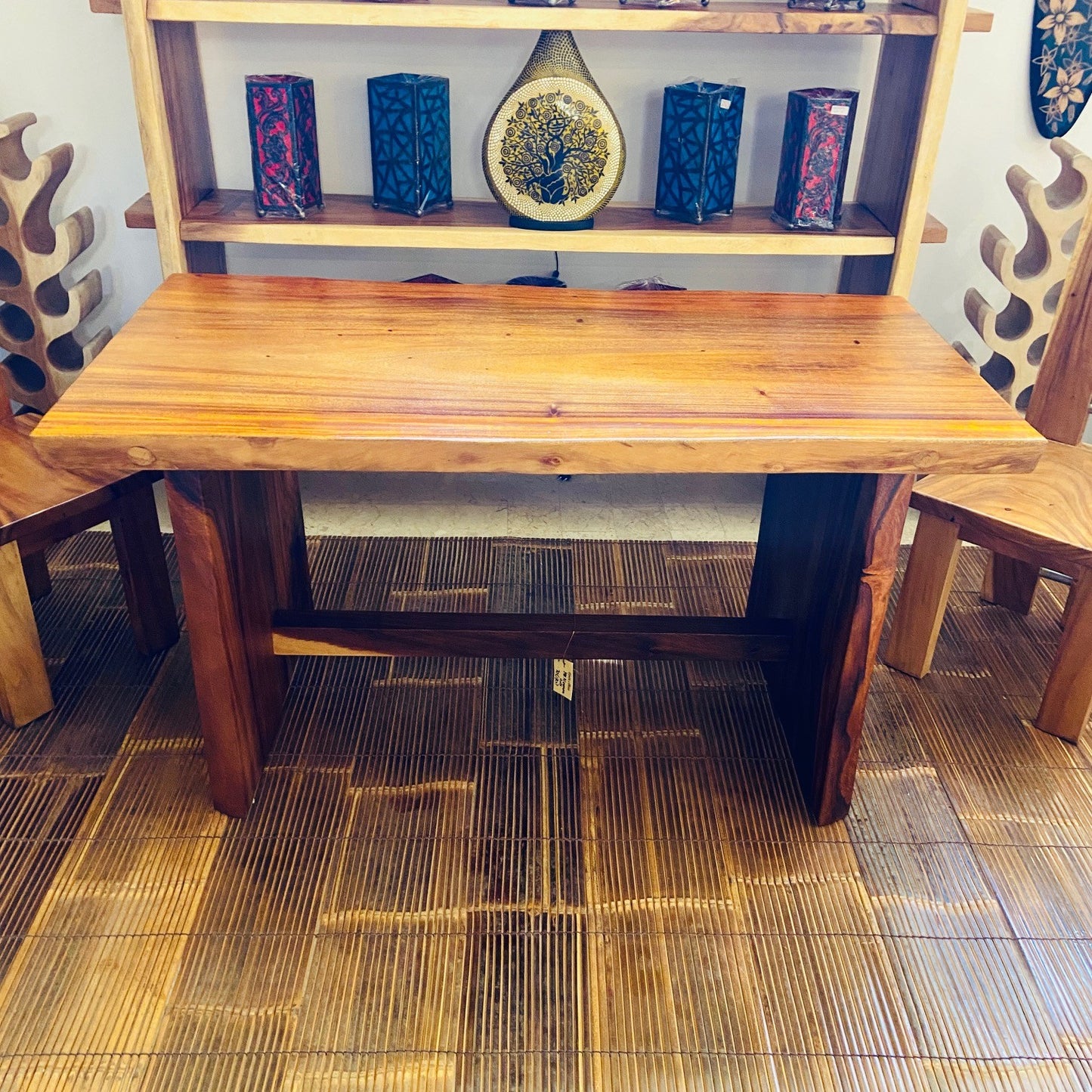 Ethnic table whole slice suar rustic desk