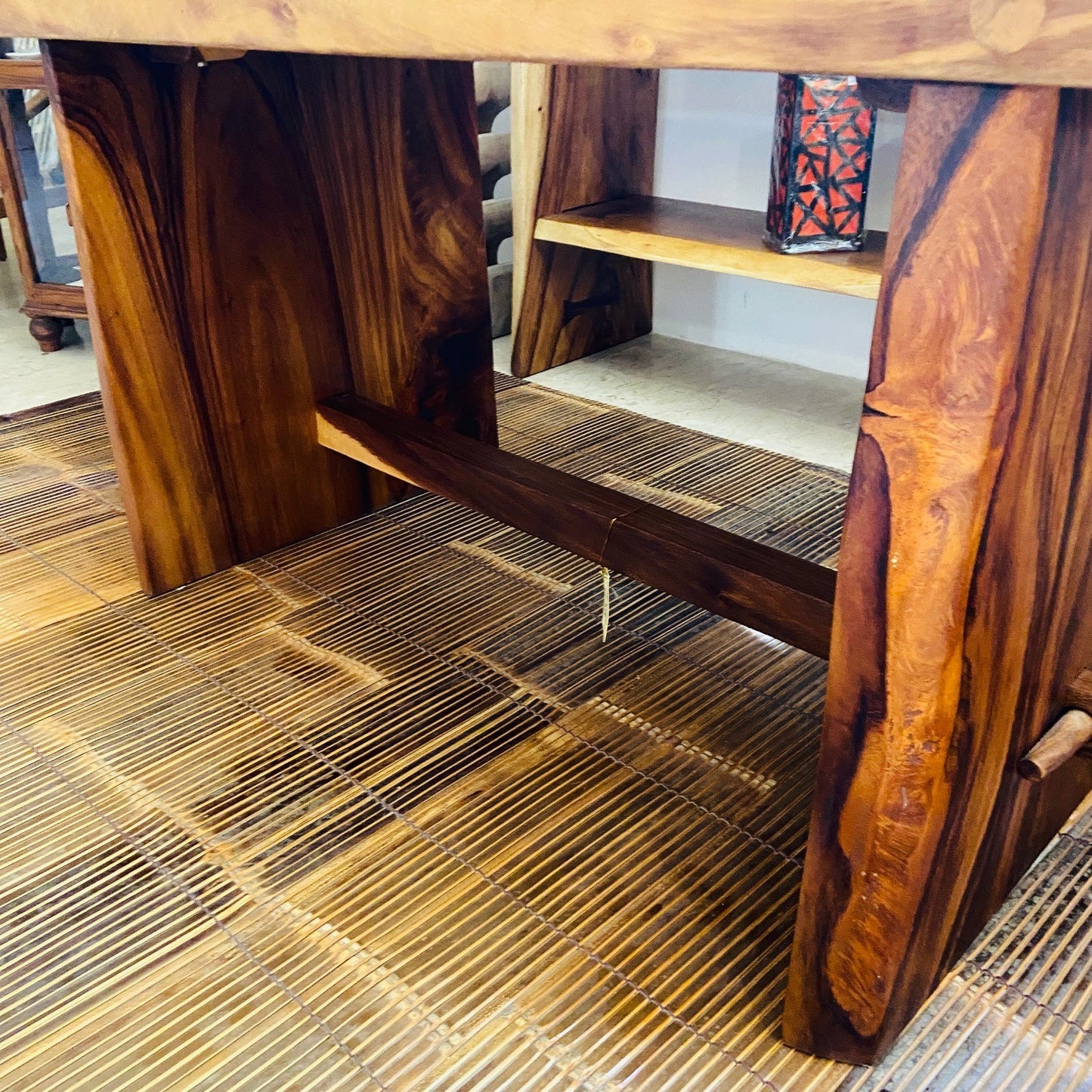 Ethnic table whole slice suar rustic desk