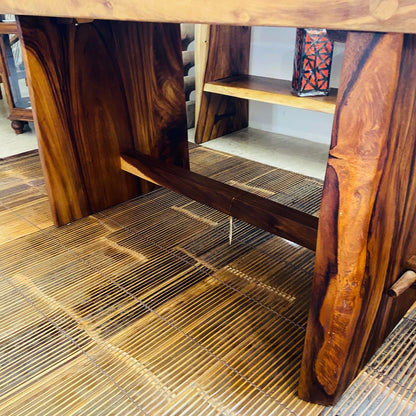 Ethnic table whole slice suar rustic desk