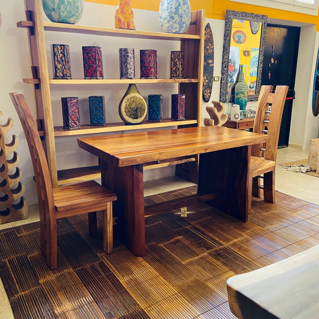 Libreria etnica legno massello parete attrezzata - ETNICBAY