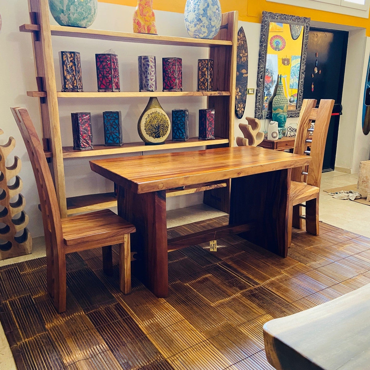 Libreria etnica legno massello parete attrezzata - ETNICBAY