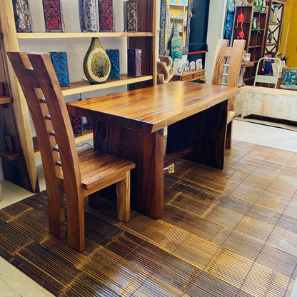Ethnic table whole slice suar rustic desk