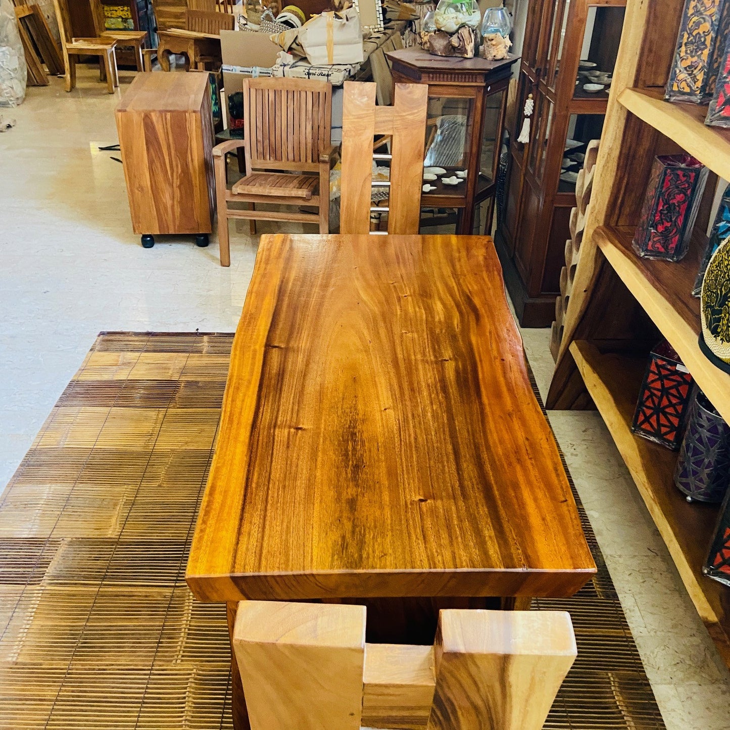 Ethnic table whole slice suar rustic desk