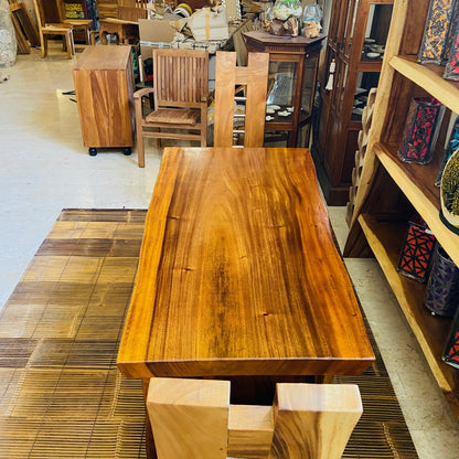 Ethnic table whole slice suar rustic desk