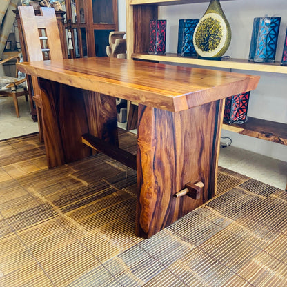 Ethnic table whole slice suar rustic desk