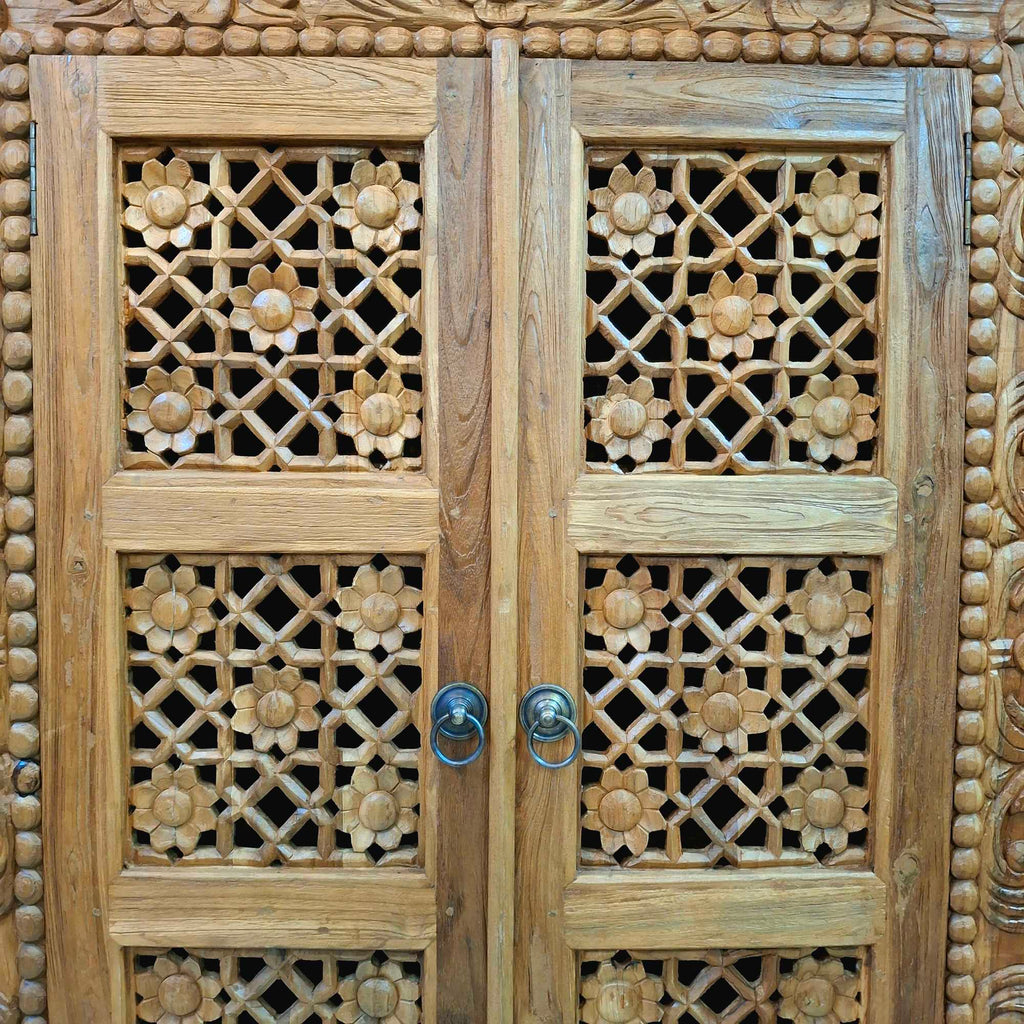 Mobile Credenza etnica in legno teak floreale