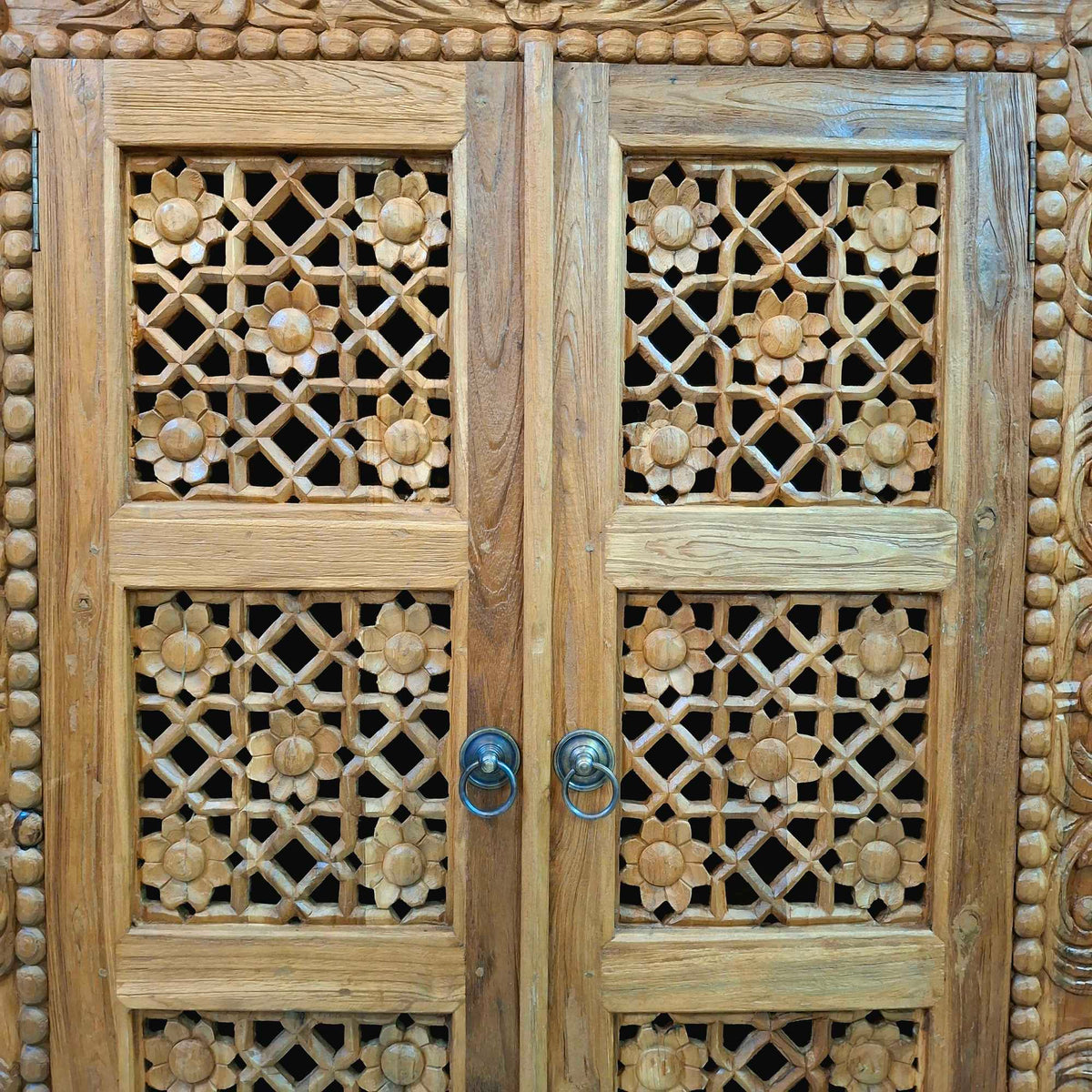 Mobile Credenza etnica in legno teak floreale