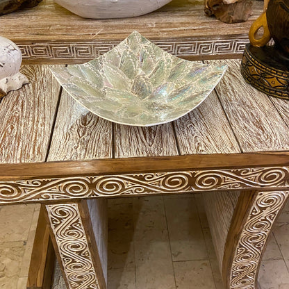 Plateau en nacre et assiette centrale en argent