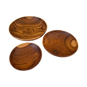Set 3 piatti etnici in legno teak eco friendly