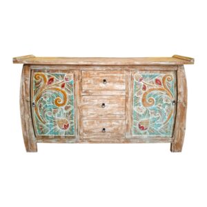 Buffet etnico madia intagliata in legno teak shabby chic