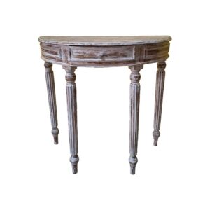 Consolle Legno Teak Mezzotondo Ingresso Shabby - ETNICBAY