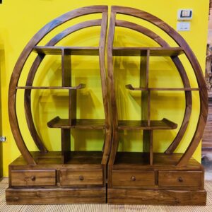 Libreria Etnica Yin Yang Rotonda in Teak Massello Divisibile - ETNICBAY