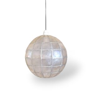 Lampadario a sfera in madre perla e ferro battuto