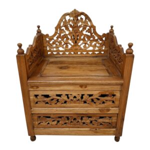 Poltroncina etnica intagliata in legno teak - ETNICBAY