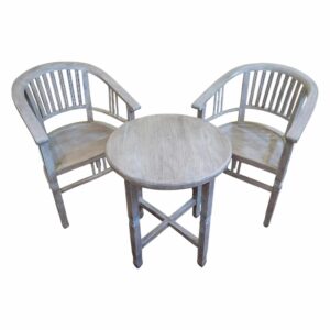 Set tavolino e sedie in legno teak shabby chic