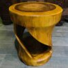 Comodino Etnico Legno Suar Massello Sgabello Spirale Tavolino Rotondo - ETNICBAY