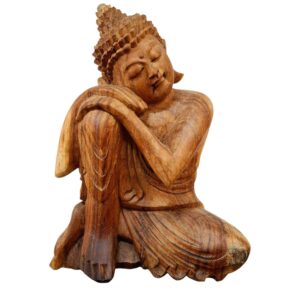 Statuetta Buddha dormiente scultura in legno suar - ETNICBAY