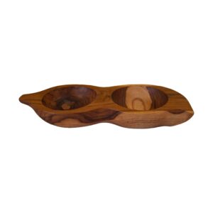 Vassoio antipasti doppio in legno teak