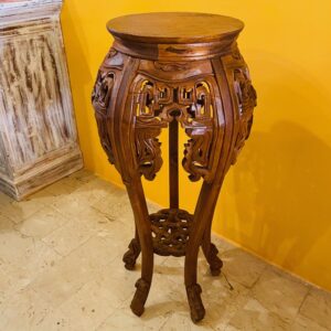Piedistallo Etnico Intagliato Sgabello Legno Deco - ETNICBAY